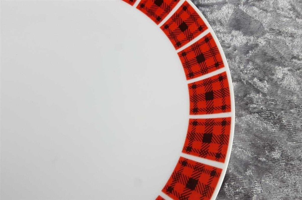 [45817455] Kuchenteller Dessertteller Frühstücksteller 19,5 cm Winterling Marktleuthen Schottenkaro rot schwarz gebraucht - sehr gut Bild 2