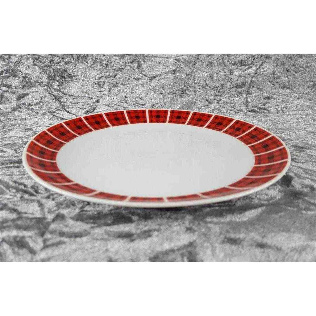[45817455] Kuchenteller Dessertteller Frühstücksteller 19,5 cm Winterling Marktleuthen Schottenkaro rot schwarz gebraucht - sehr gut Bild 3