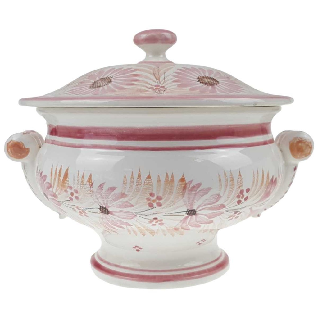 [45817465] Terrine 3 L Einzelteile Henriot Quimper rosa Blumendekor Blumen F 487 D 289 gebraucht - gut Bild 2
