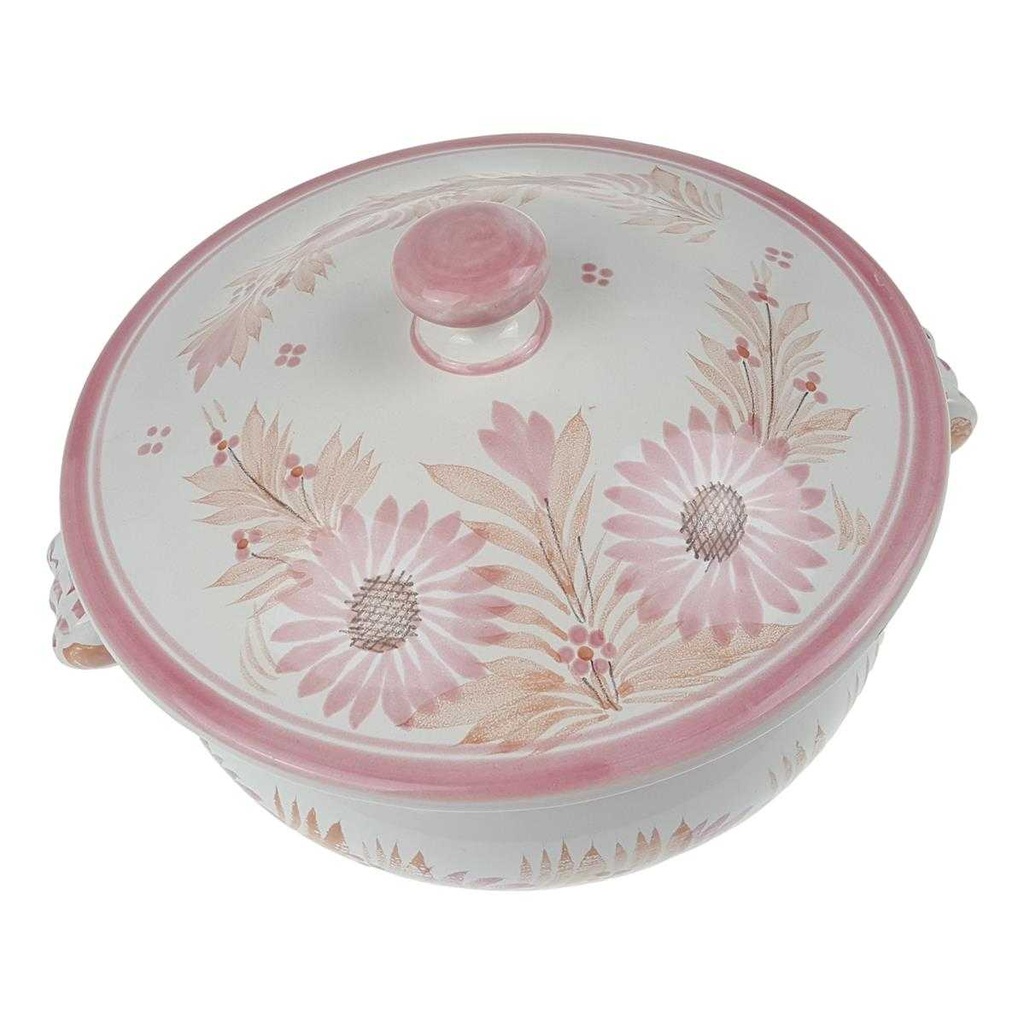 [45817465] Terrine 3 L Einzelteile Henriot Quimper rosa Blumendekor Blumen F 487 D 289 gebraucht - gut Bild 3