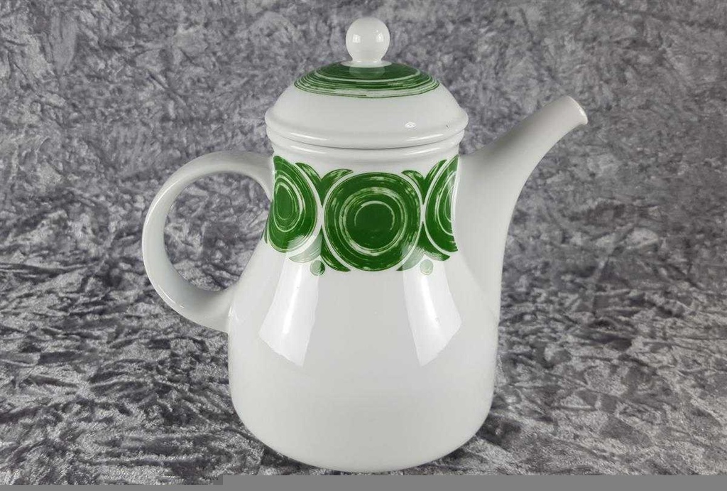 [45817483] Kaffeekanne Kanne 1,3 L Arzberg Donau Dekor grüne Kreise Grün gebraucht - gut Bild 3