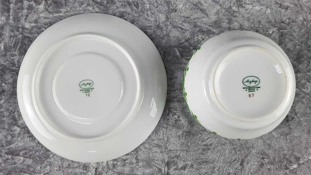 [45817488] Sauciere mit Teller 2tlg Arzberg Donau Dekor grüne Kreise Grün gebraucht - sehr gut Bild 4