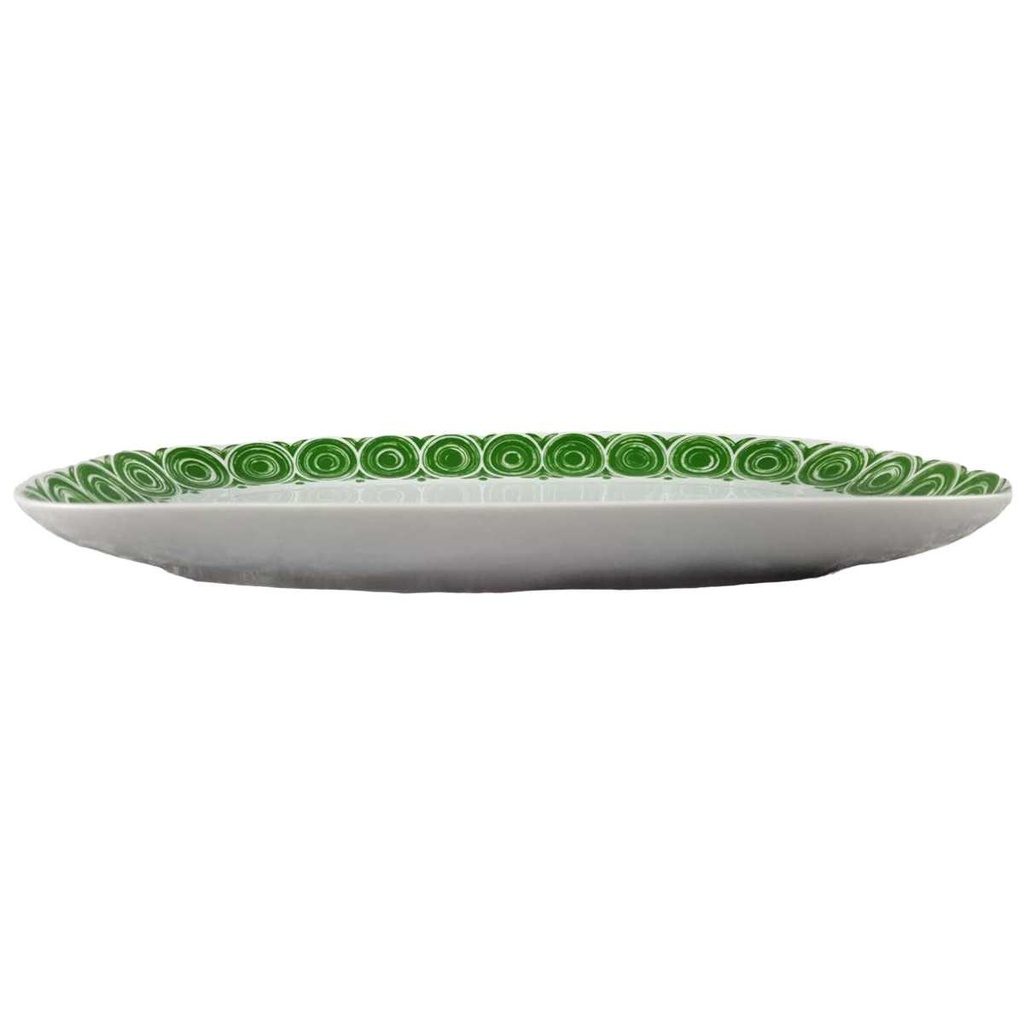 [45817489] Servierplatte Fleischplatte Steakplatte 31,5x20 cm Arzberg Donau Dekor grüne Kreise Grün gebraucht - akzeptabel Bild 2
