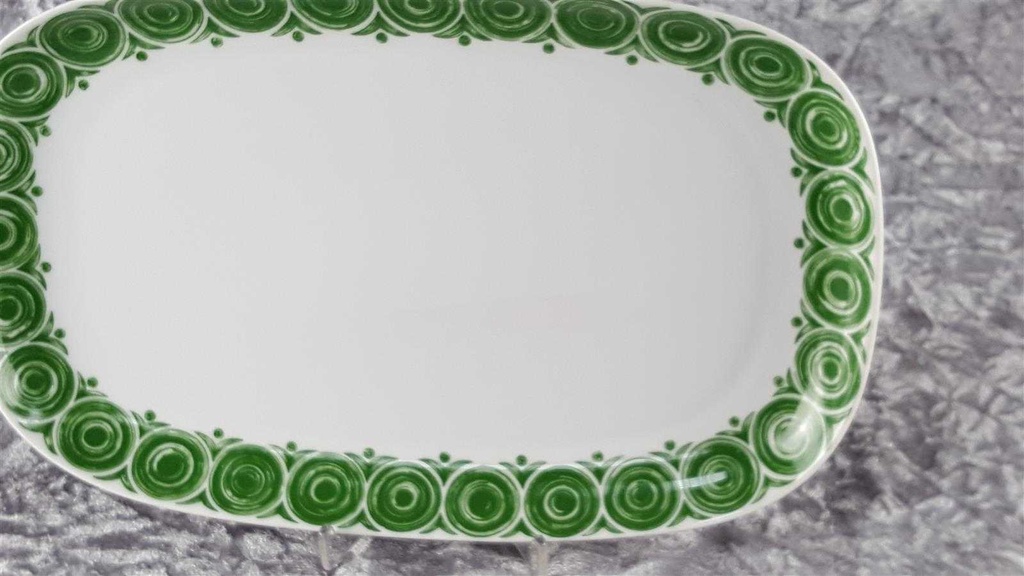 [45817489] Servierplatte Fleischplatte Steakplatte 31,5x20 cm Arzberg Donau Dekor grüne Kreise Grün gebraucht - akzeptabel Bild 3