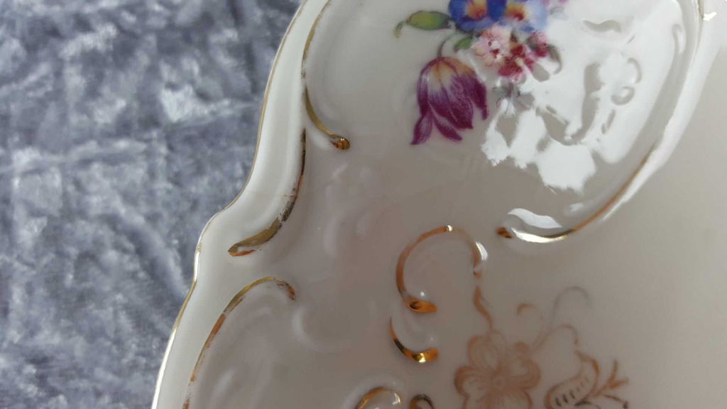 [45817513] Servierplatte Steakplatte Golddekor Schaller Blumen Elfenbein gebraucht - akzeptabel Bild 4