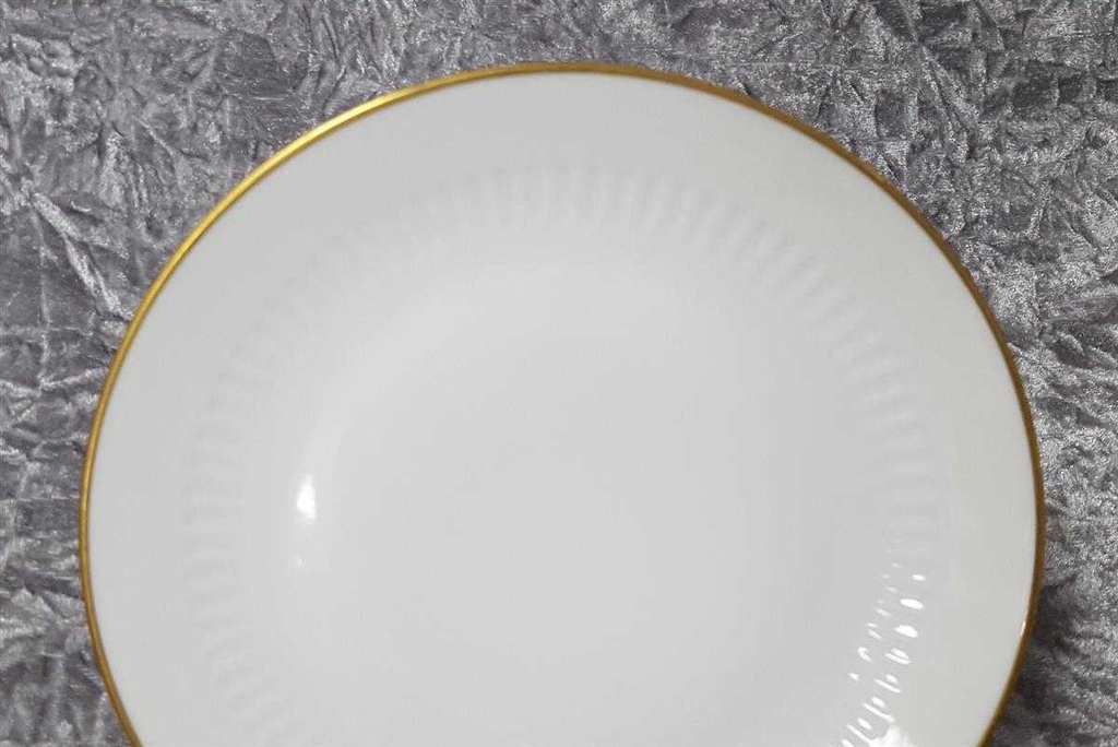 [45817523] Kuchenteller Dessertteller Goldrand 19,7 cm Zeh Scherzer Rillenrelief 1750 gebraucht - gut Bild 4