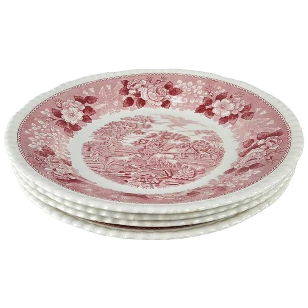[2119344] 4er Set Suppenteller 26 cm Adams English Scenic Rot gebraucht - akzeptabel Bild 2