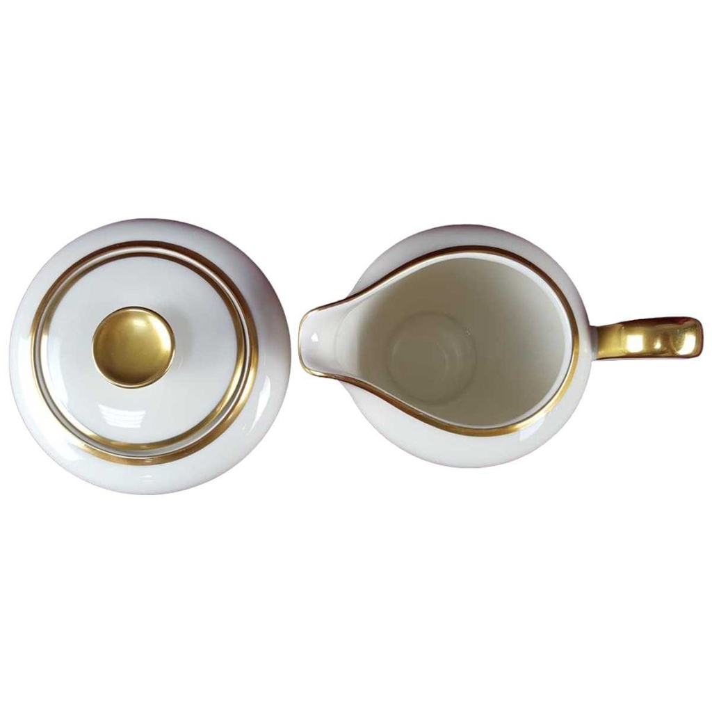 [45817543] Zuckerdose Milchkännchen und Goldrand Rhenania Duisdorf Elfenbein mit 4mm Beige gebraucht - gut Bild 2