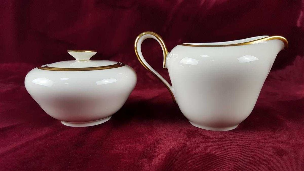[45817543] Zuckerdose Milchkännchen und Goldrand Rhenania Duisdorf Elfenbein mit 4mm Beige gebraucht - gut Bild 3