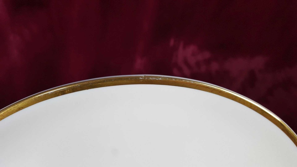 [45817544] Dessertteller Kuchenplatte mit Henkeln Goldrand Rhenania Duisdorf Elfenbein 4mm gebraucht - gut Bild 3