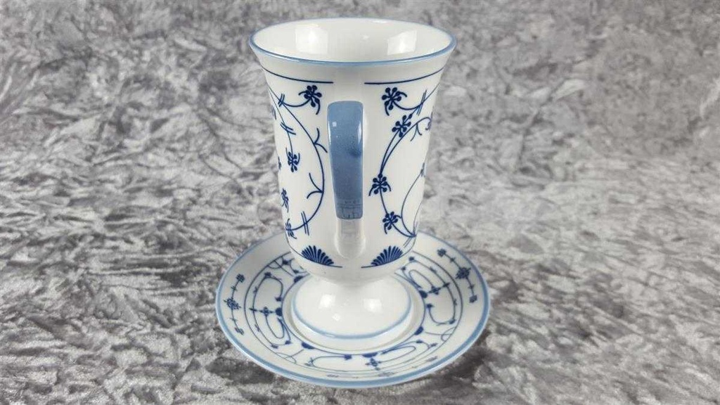 [45817571] Tasse mit Untertasse Pharisäertasse Bezeichnung Julius Lange Kahla Indisch Blau Strohblume gebraucht - sehr gut Bild 4