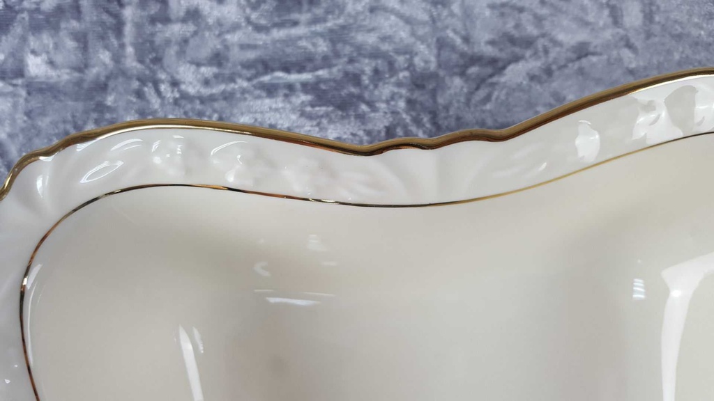 [45817573] Schüssel Goldrand Winterling elfenbein Blumenrelief mit Beige gebraucht - sehr gut Bild 4