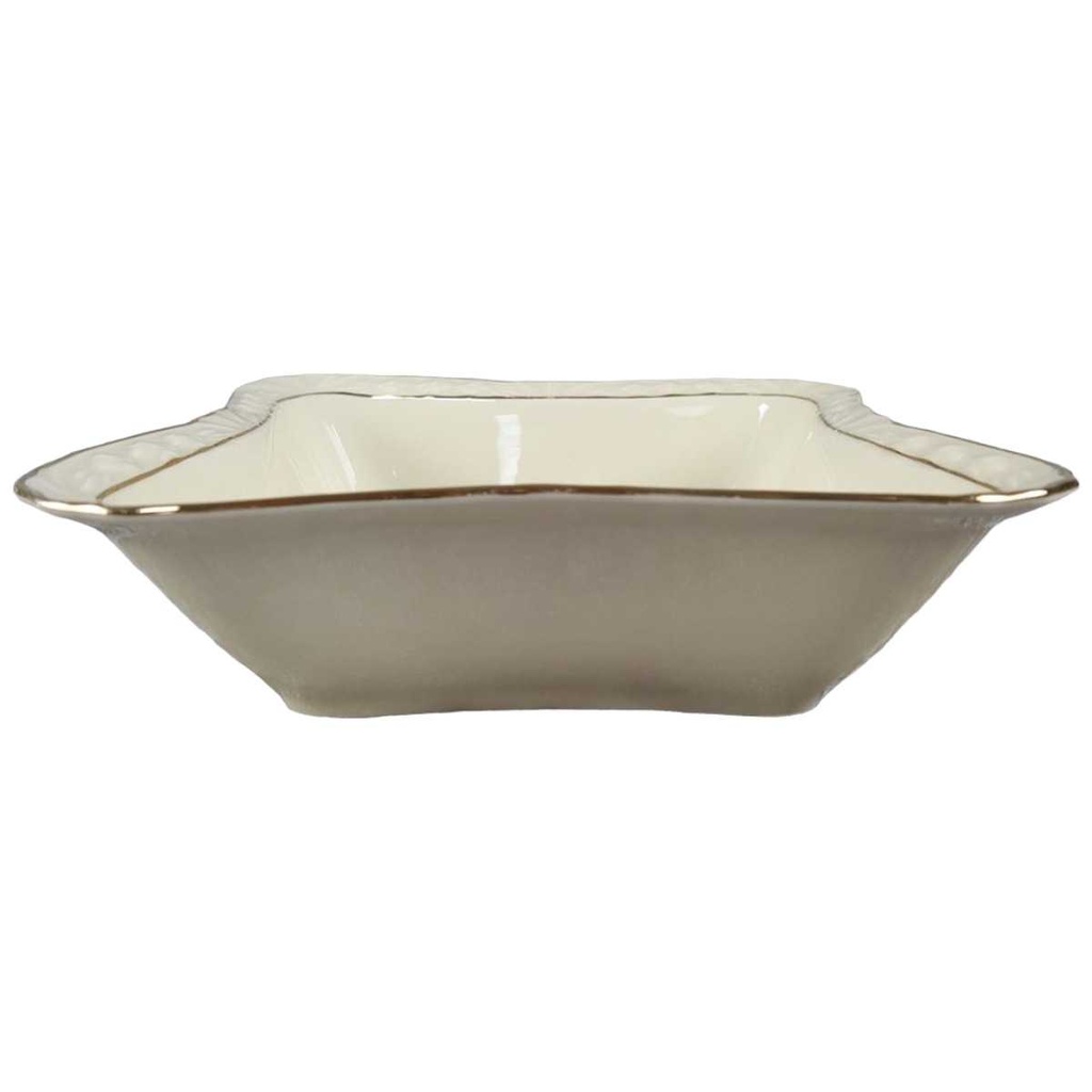 [45817578] Schüssel Goldrand Winterling elfenbein Blumenrelief mit Beige gebraucht - gut Bild 2