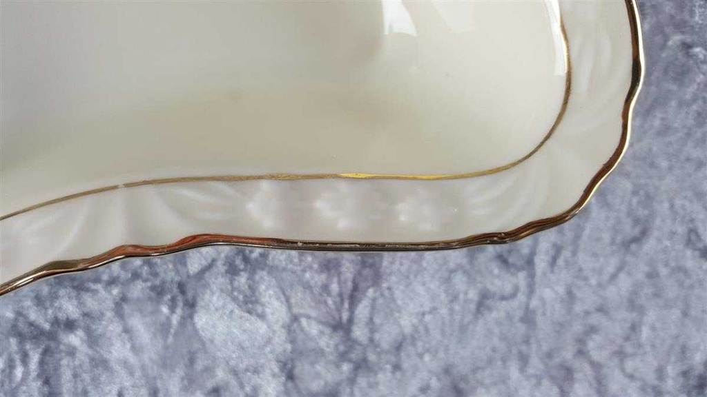 [45817578] Schüssel Goldrand Winterling elfenbein Blumenrelief mit Beige gebraucht - gut Bild 4
