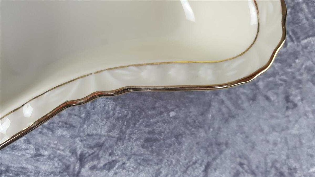 [45817578] Schüssel Goldrand Winterling elfenbein Blumenrelief mit Beige gebraucht - gut Bild 5