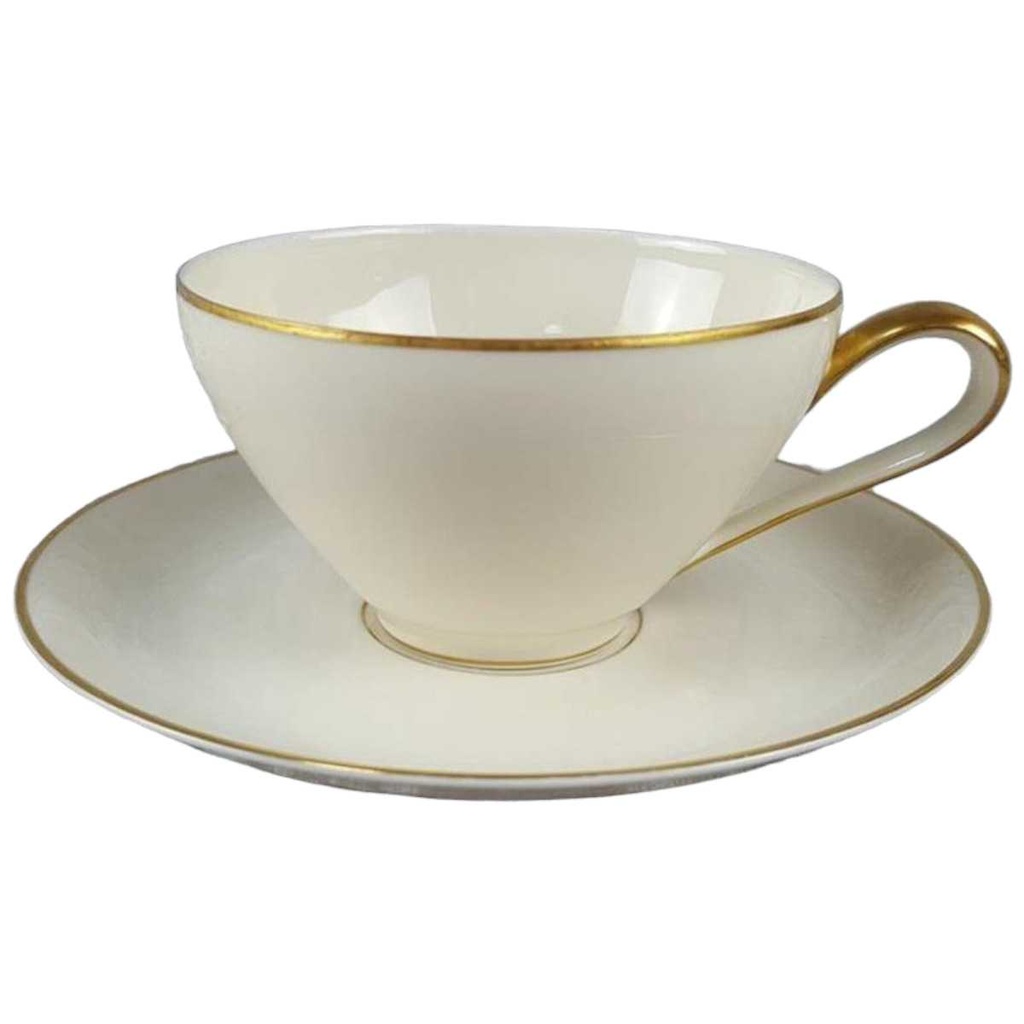 [45817585] Teetasse mit Untertasse Tasse Goldrand KPM Krister 0202 Elfenbein Beige Bild 2