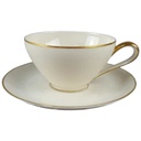 [45817585] Teetasse mit Untertasse Tasse Goldrand KPM Krister 0202 Elfenbein Beige Bild 2