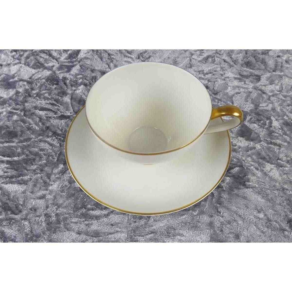 [45817585] Teetasse mit Untertasse Tasse Goldrand KPM Krister 0202 Elfenbein Beige Bild 3