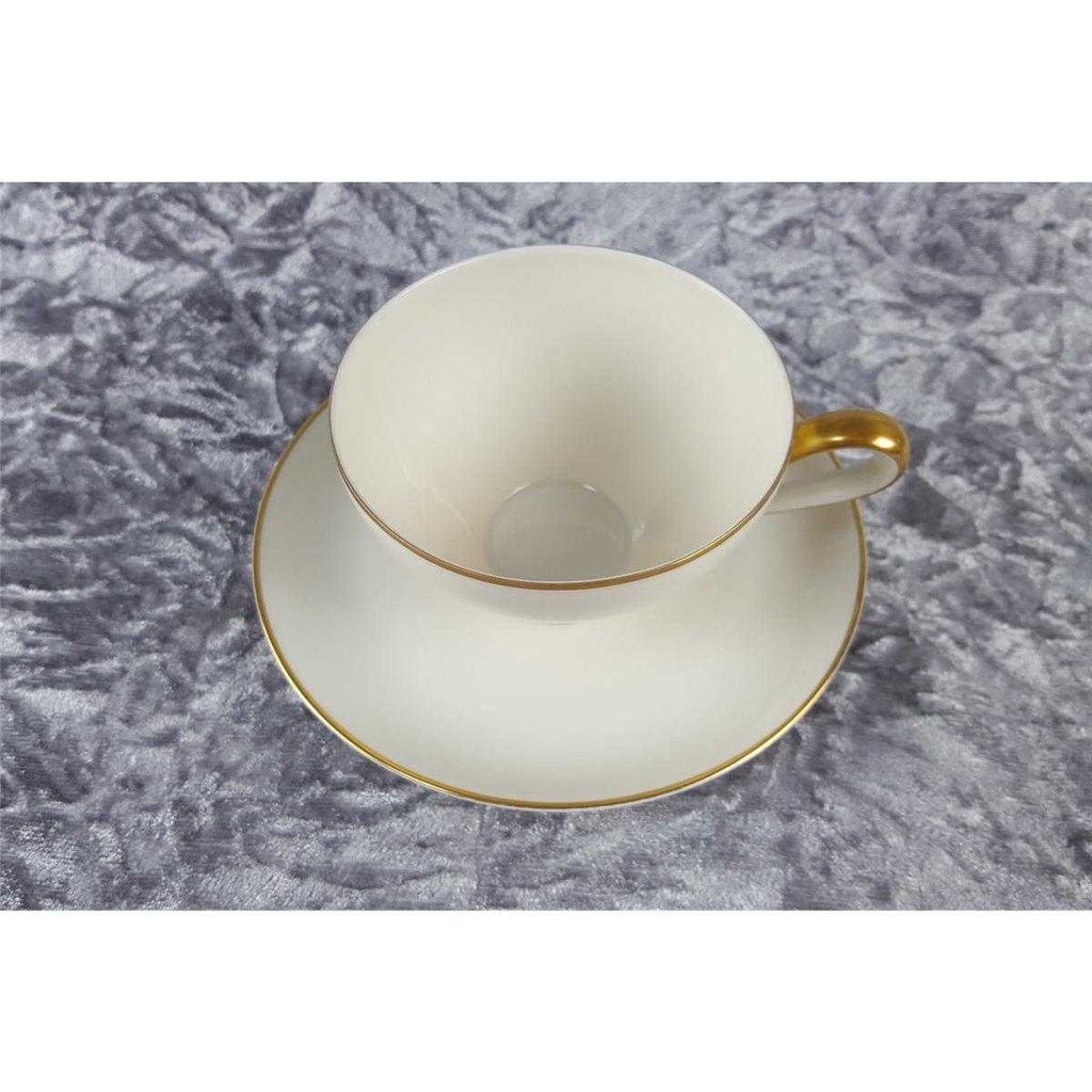 [45817585] Teetasse mit Untertasse Tasse Goldrand KPM Krister 0202 Elfenbein Beige Bild 4
