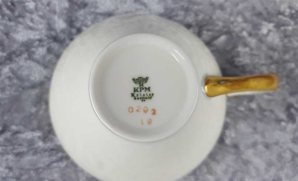[45817585] Teetasse mit Untertasse Tasse Goldrand KPM Krister 0202 Elfenbein Beige Bild 6