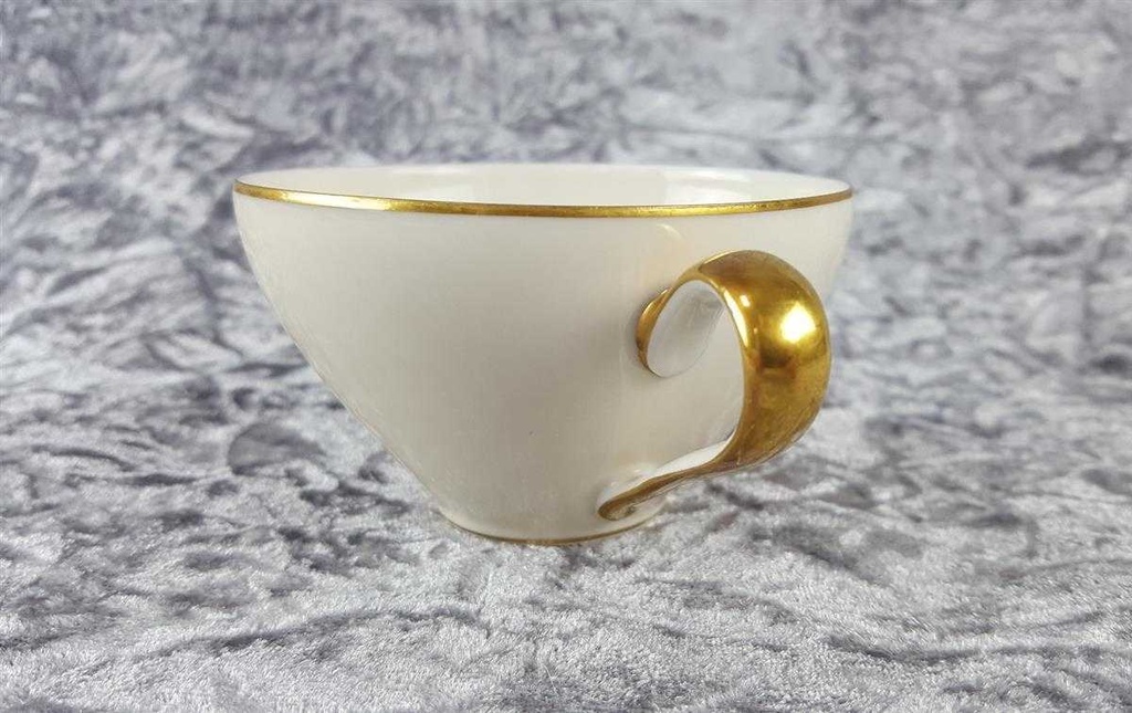 [45817585] Teetasse mit Untertasse Tasse Goldrand KPM Krister 0202 Elfenbein Beige Bild 7