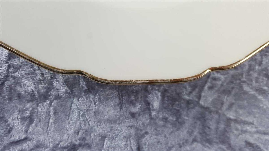 [45817594] Servierplatte Dessertteller Kuchenplatte mit Henkeln Golddekor Tielsch Altwasser weiß 7930 gebraucht - gut Bild 3