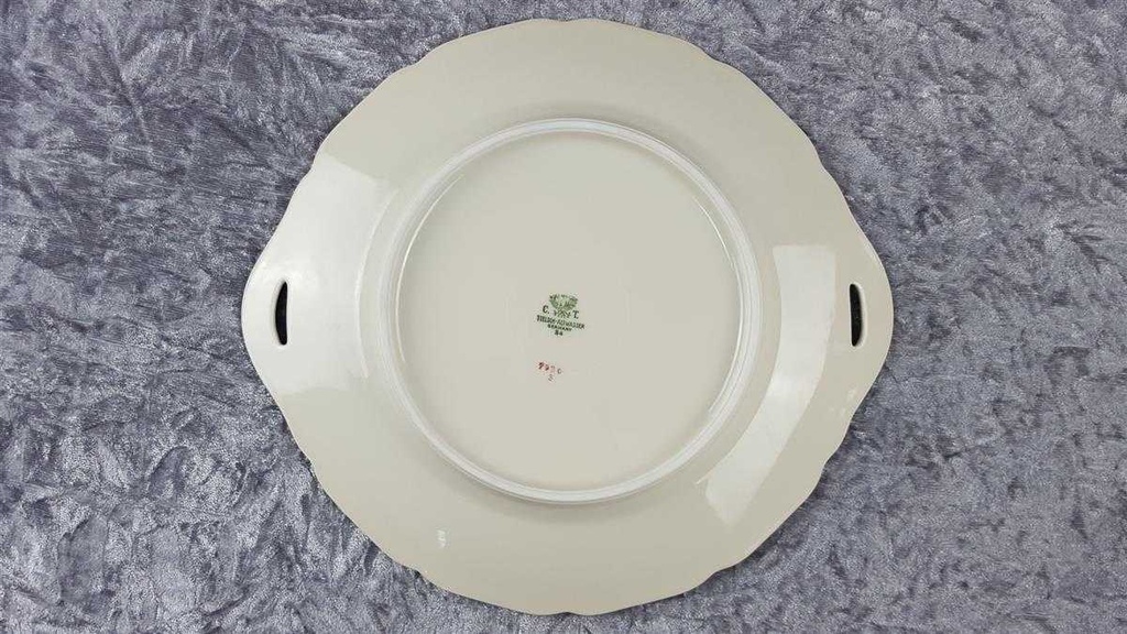 [45817594] Servierplatte Dessertteller Kuchenplatte mit Henkeln Golddekor Tielsch Altwasser weiß 7930 gebraucht - gut Bild 6