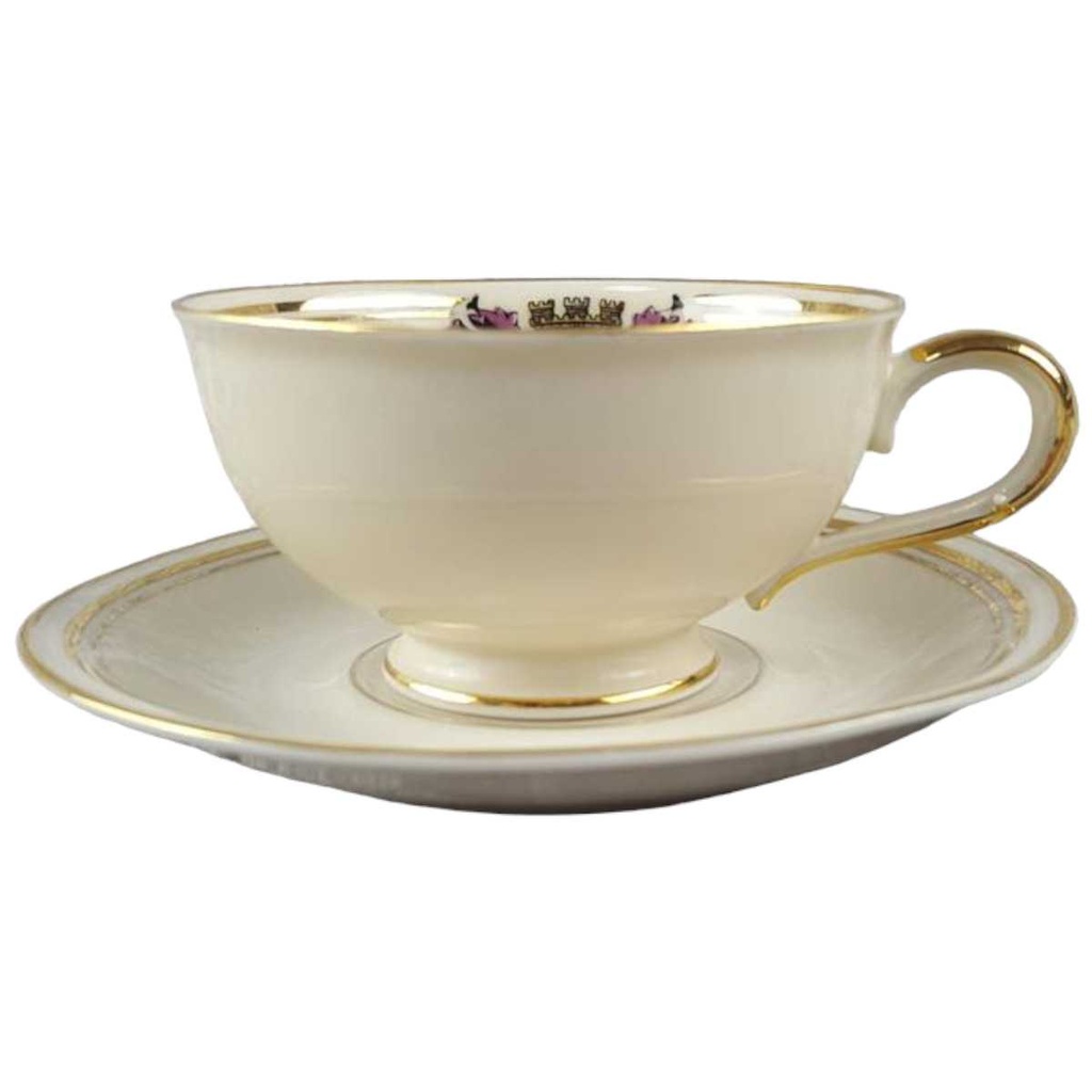 [45817595] Mokkatasse mit Untertasse Tasse Espressotasse Goldrand Hutschenreuther Elfenbein Selb gebraucht - gut Bild 2