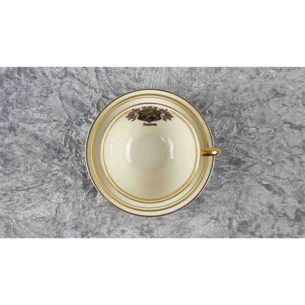 [45817595] Mokkatasse mit Untertasse Tasse Espressotasse Goldrand Hutschenreuther Elfenbein Selb gebraucht - gut Bild 3