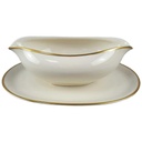 [45817611] Sauciere mit Teller Goldrand 1tlg 0,4 L KPM Krister 0201 Elfenbein Beige Bild 2