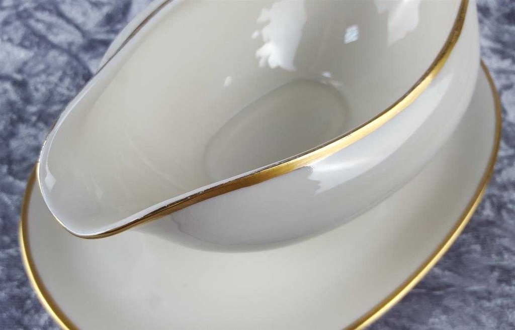 [45817611] Sauciere mit Teller Goldrand 1tlg 0,4 L KPM Krister 0201 Elfenbein Beige Bild 5