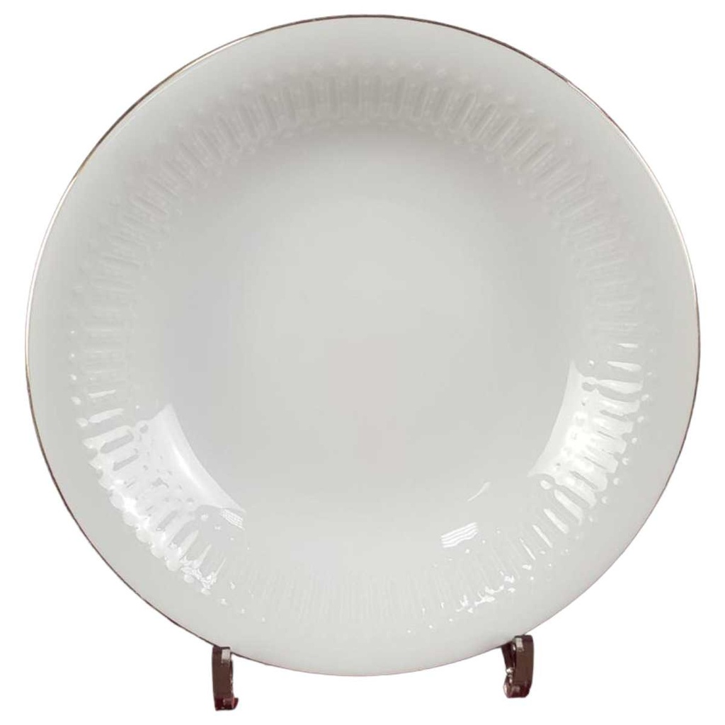 [45817655] Suppenteller Goldrand 22 cm Winterling Kirchenlamitz Relief Weiß mit gebraucht - gut Bild 2