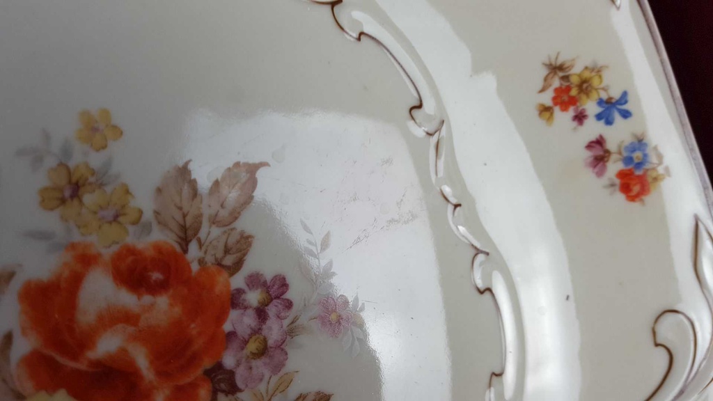 [45817689] Servierplatte Servierteller Creidlitz Porzellanfabrik Blumen Elfenbein gebraucht - akzeptabel Bild 4