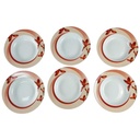 [2119352] 6er Set Suppenteller 21,7 cm Wellco Design Krefeld Einzelteile Blumen Rot gebraucht - gut Bild 2