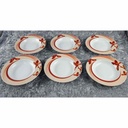 [2119352] 6er Set Suppenteller 21,7 cm Wellco Design Krefeld Einzelteile Blumen Rot gebraucht - gut Bild 3