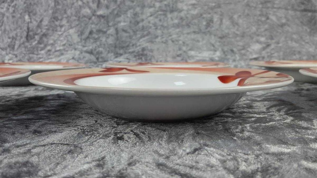[2119352] 6er Set Suppenteller 21,7 cm Wellco Design Krefeld Einzelteile Blumen Rot gebraucht - gut Bild 4