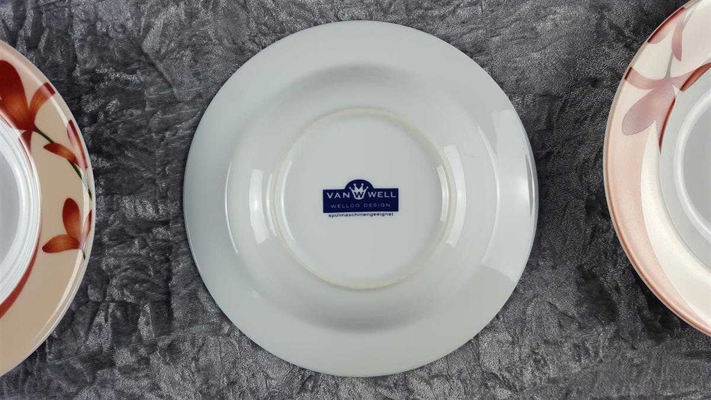 [2119352] 6er Set Suppenteller 21,7 cm Wellco Design Krefeld Einzelteile Blumen Rot gebraucht - gut Bild 6