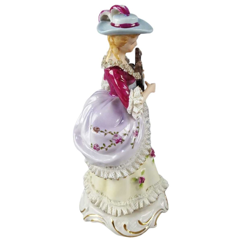 [45817737] Figur Einzelteile Capodimonte Dame mit Leierharfe Hut Kleid gebraucht - akzeptabel Bild 2