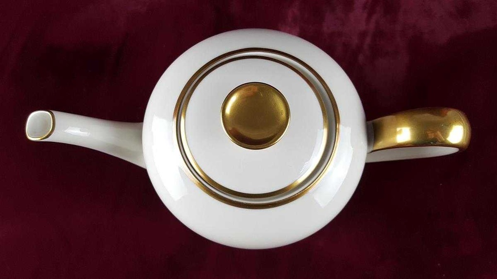 [45817802] Kaffeekanne Kanne Goldrand 1,6 L Rhenania Duisdorf Elfenbein mit 4mm Beige gebraucht - gut Bild 3