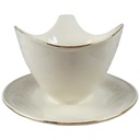[45817847] Sauciere mit Teller Goldrand 1tlg Tirschenreuth Dekor 1244 Blumendekor Elfenbein Beige gebraucht - sehr gut Bild 2