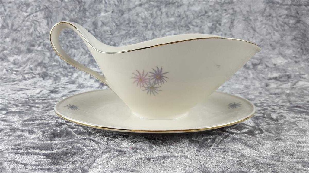 [45817847] Sauciere mit Teller Goldrand 1tlg Tirschenreuth Dekor 1244 Blumendekor Elfenbein Beige gebraucht - sehr gut Bild 3