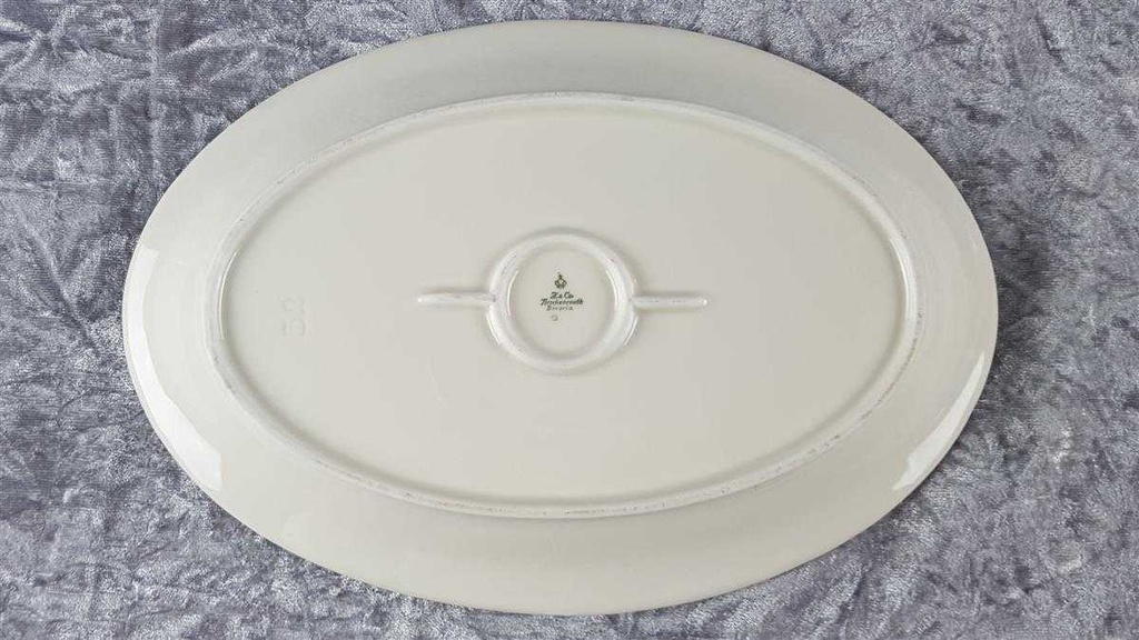 [45817848] Servierplatte Steakplatte Goldrand 32,5x22 cm Tirschenreuth Dekor 1244 Elfenbein gebraucht - akzeptabel Bild 8