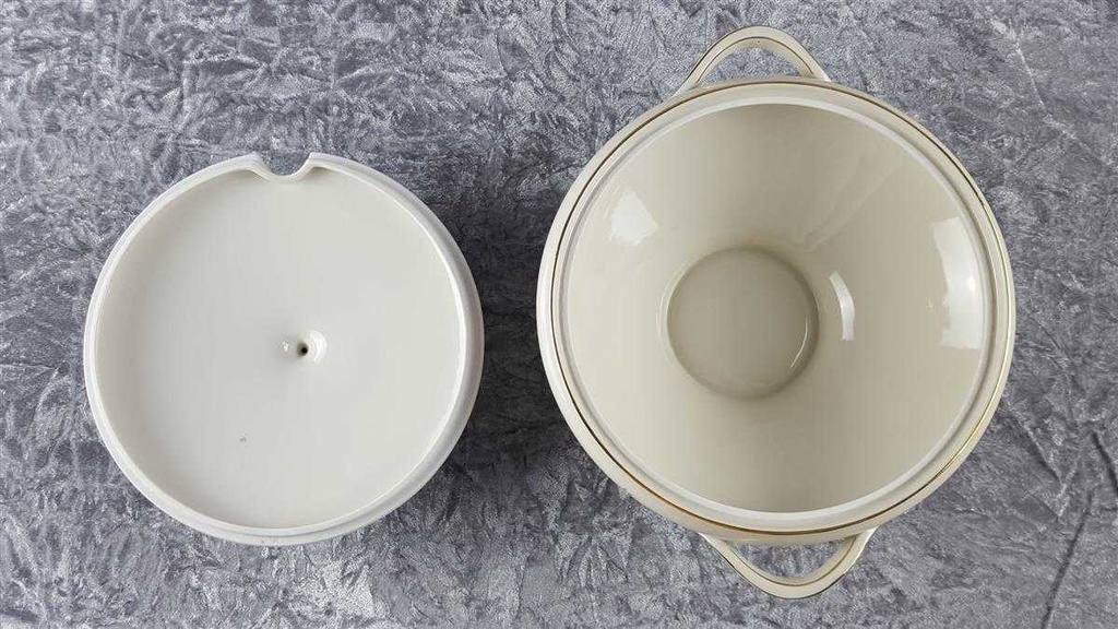 [45817850] Suppenterrine Suppenschüssel Goldrand 2,1 L Tirschenreuth Dekor 1244 Elfenbein gebraucht - gut Bild 4