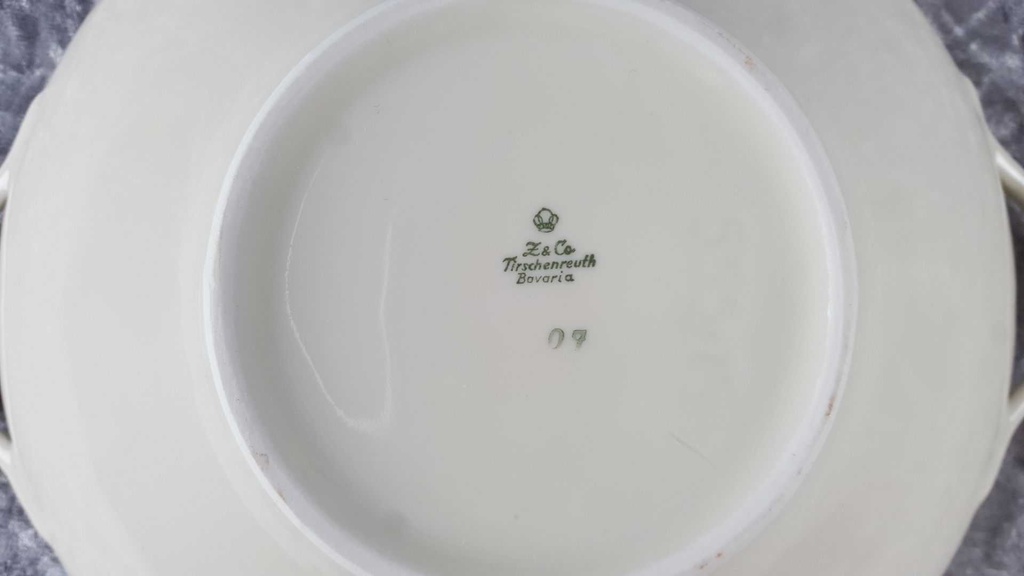 [45817852] Ragoutterrine Servierschüssel Terrine ohne Deckel Goldrand 1,5 L Tirschenreuth Dekor 1244 Elfenbein gebraucht - gut Bild 5