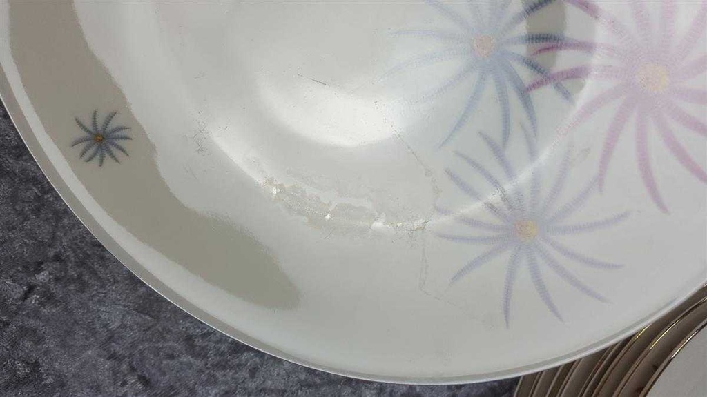 [2119362] 11er Set Kuchenteller Dessertteller Goldrand 19,4 cm Tirschenreuth Dekor 1244 Elfenbein gebraucht - gut Bild 5
