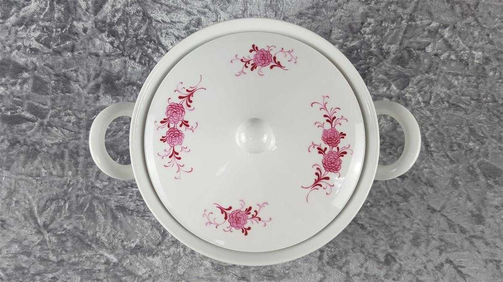 [45817862] Ragoutterrine Servierschüssel mit Henkeln Deckel 1,8 L Seltmann Weiden Annabell rote Blüte 26043 gebraucht - akzeptabel Bild 3