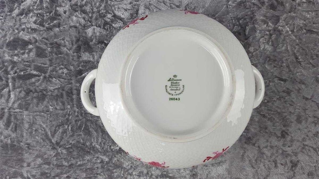 [45817862] Ragoutterrine Servierschüssel mit Henkeln Deckel 1,8 L Seltmann Weiden Annabell rote Blüte 26043 gebraucht - akzeptabel Bild 9