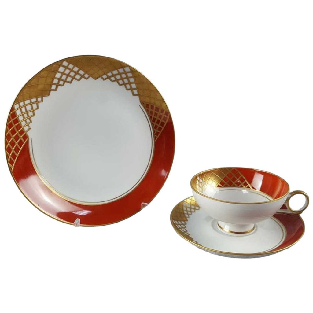 [45817864] Teetasse mit Untertasse Sammelgedeck Teegedeck 3tlg Wallendorf Wallendorfer Porzellan ehem. VEB W 1764 Goldrelief gebraucht - sehr gut Bild 2