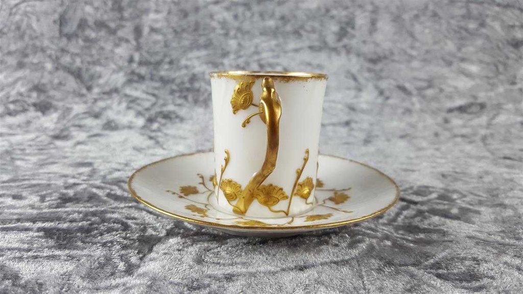 [45817900] Mokkatasse mit Untertasse Tasse Espressotasse Golddekor Limoges France gebraucht - gut Bild 4