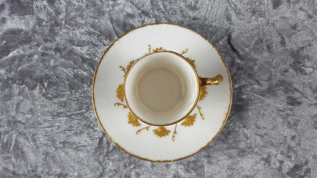 [45817900] Mokkatasse mit Untertasse Tasse Espressotasse Golddekor Limoges France gebraucht - gut Bild 5